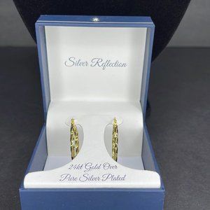 Silver Reflections Gold Spiral Hoop Earrings
